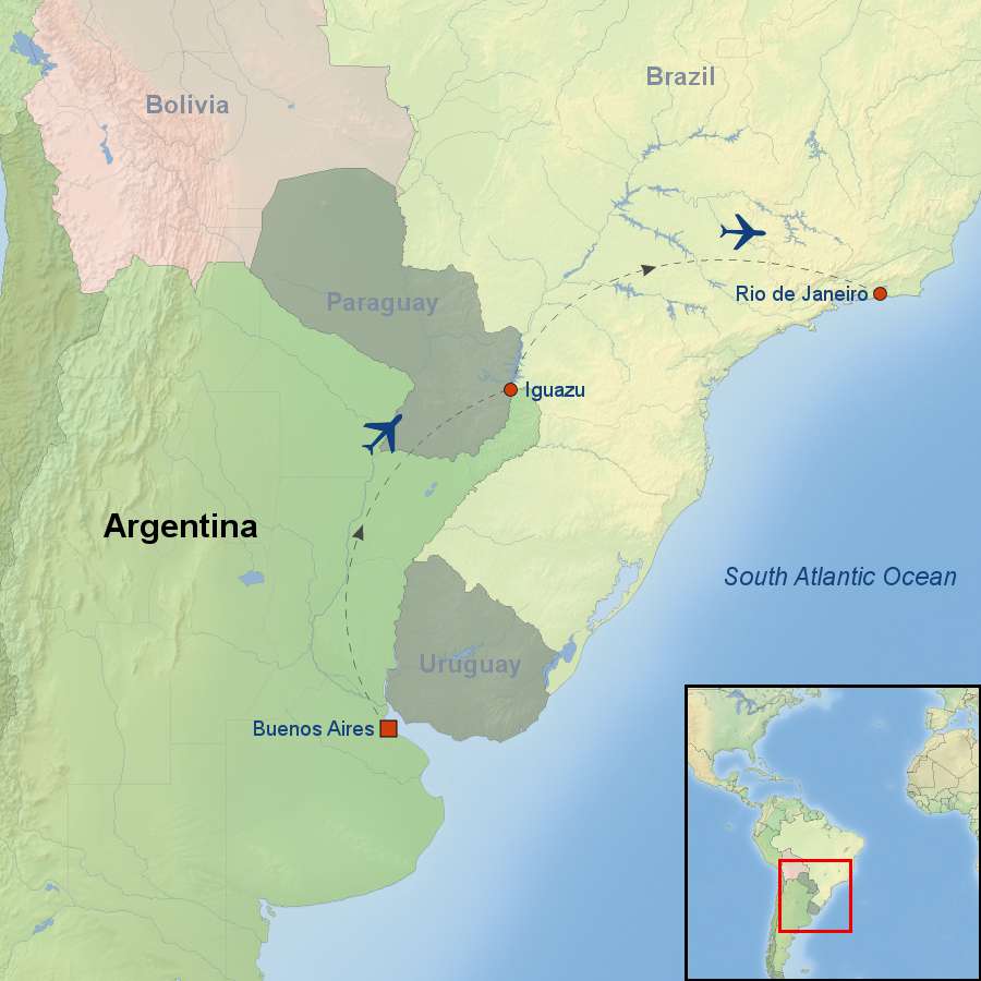 Argentina and Brazil map