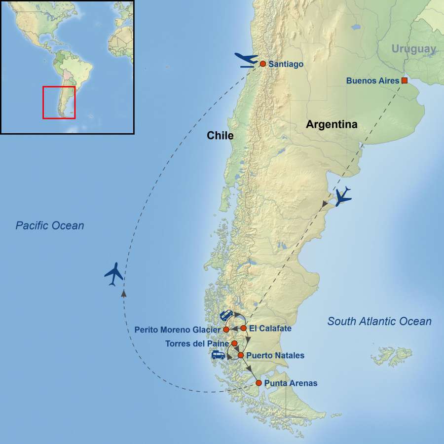 Argentina and Chile map