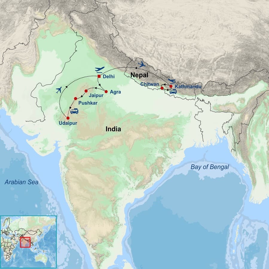 India and Nepal map