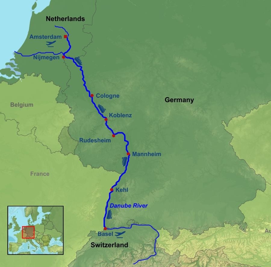 France, Germany, Netherlands and Switzerland map