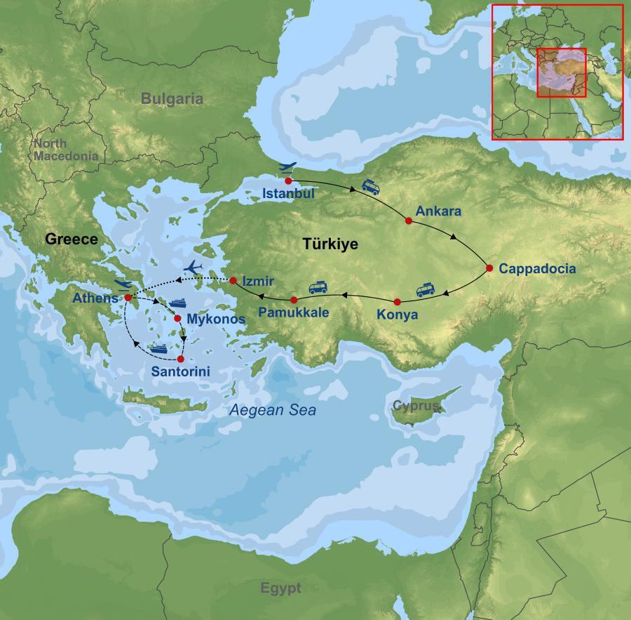 Greece and Türkiye map